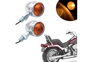 BLUERICE Universal Motorcycle Turn Signals Bullet Blinker Indicator Lights Amber Lamp Light for Sportster Cruiser Bobber Chopper Harley Honda Yamaha Kawasaki Suzuki BMW (1 PAIR) (SILVER)