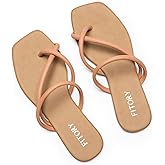 FITORY Women's Slide Sandals Flat Flip Flops with Cross Strap Thongs for Summer Size 6-11