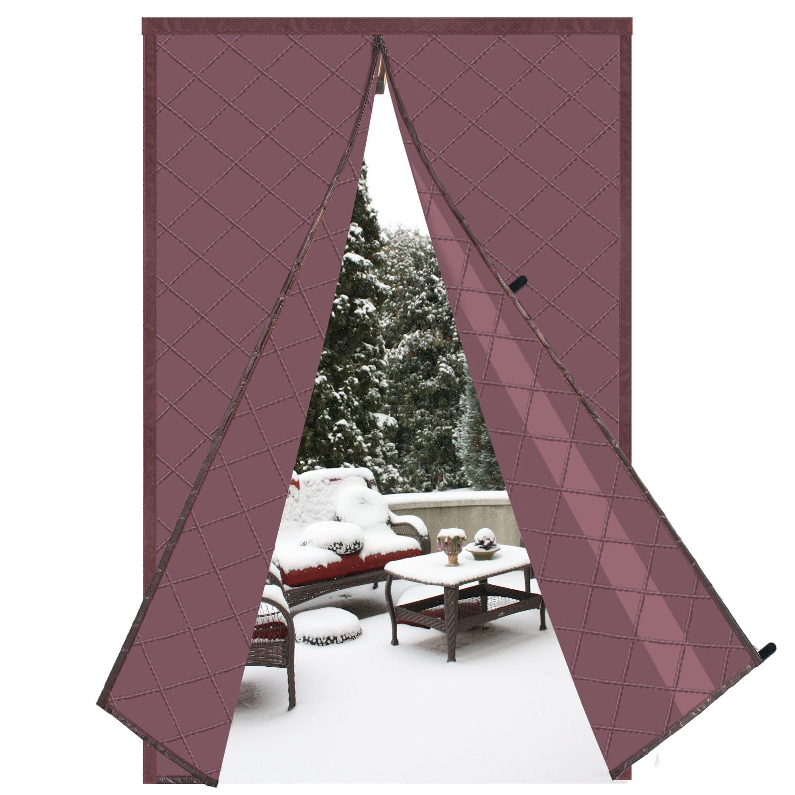 Risareyi Magnetic Thermal Insulated Door Curtain, Oxford Cloth Door Cover Outdoor Windproof Insulation with Strong Magnets, with Polyester Filling