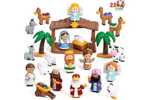 JOYIN 23 PCS Christmas Little Nativity Playset Figurine, Christmas Story Manger Scene Miniature for Xmas Gift, Party Decorati