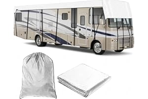 HFKJway Rv Cover for Roof - 210D Oxford Cloth, Wind, Rain and Snow Proof, Travel Trailer Cover, Grey-9.5m3m