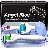 Derma Roller for Face and Body - Angel Kiss 4 in 1 Titanium Microneedling Roller Kit Micro Needle Microneedle Roller, 300 and 720 Needles 0.25mm,1200 Needle 0.3mm, Microdermabrasion Roller Men Women