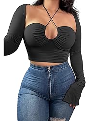 KERPELLY Women's Sexy Halter Criss Cross Tie Up