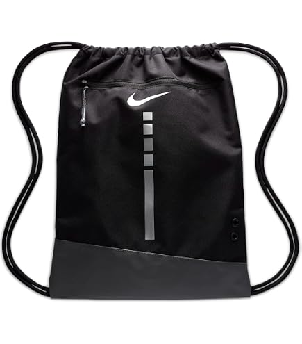 Nike Brasilia Training Gymsack, Drawstring Backpack with Zipper Pocket and Reinforced Bottom, Black/Black/White : Clothing, Shoes & Jewelry