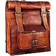 URBAN DEZIRE Men's 17 inch Leather Vintage Roll On Laptop Backpack Rucksack knapsack college bag