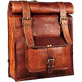 URBAN DEZIRE Men's 17 inch Leather Vintage Roll On Laptop Backpack Rucksack knapsack college bag