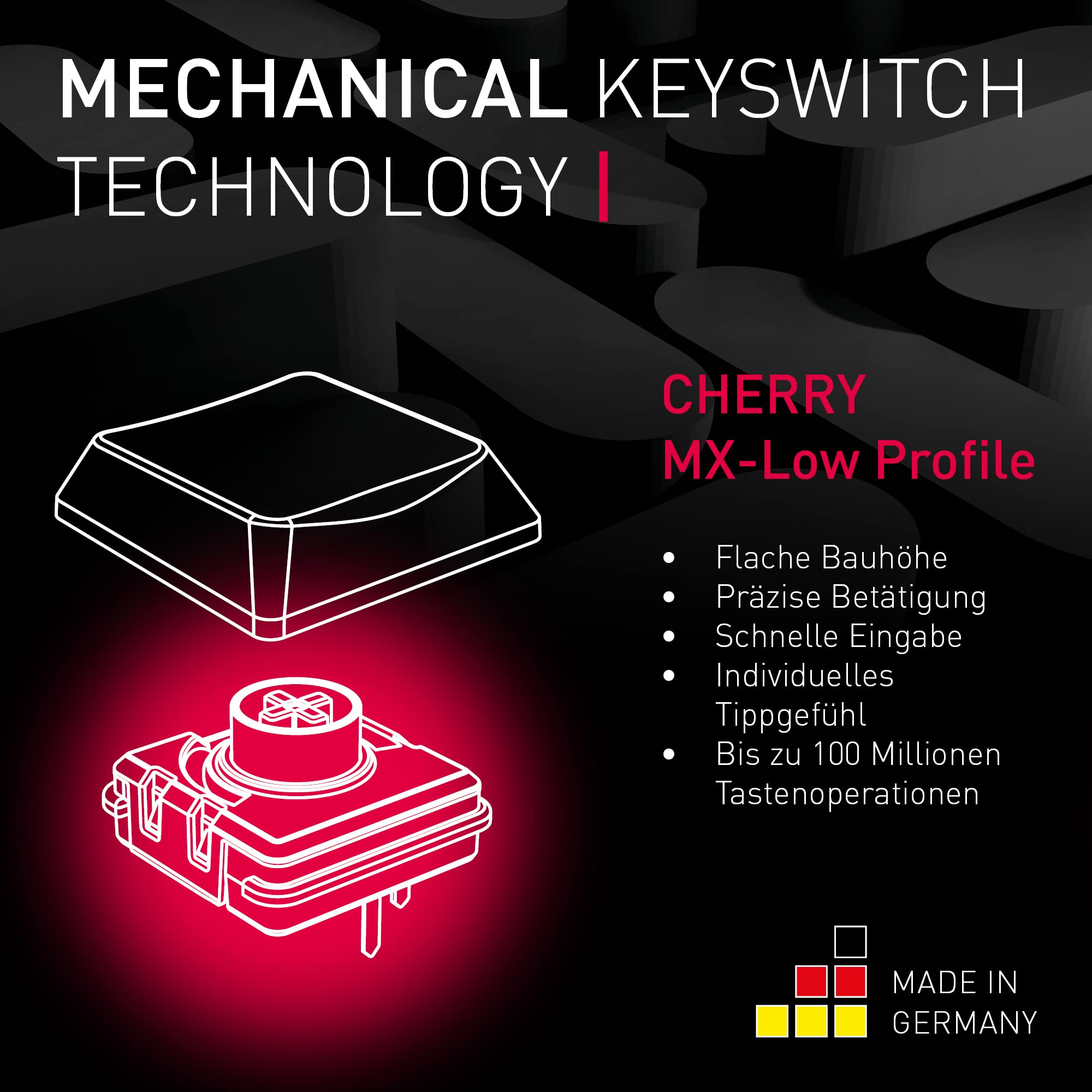 CHERRY MX-LP 2.1 Compact Wireless, Kabellose Gaming-Tastatur mit 69 Tasten, Deutsches Layout (QWERTZ), Mechanische MX Low Profile Speed Switches, Schwarz 5