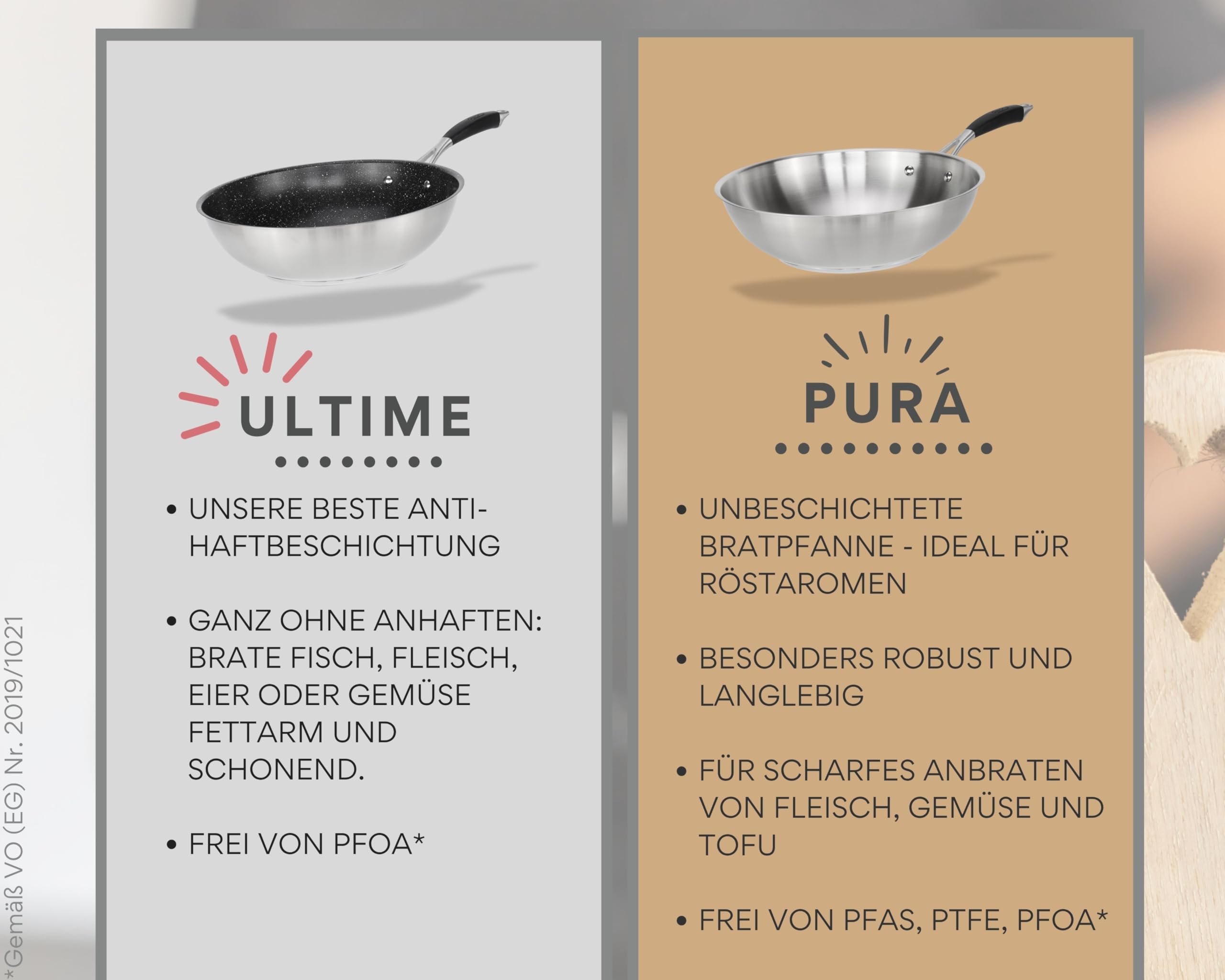 DIVORY Edelstahlpfannen Set 20, 24, 28 cm – Unbeschichtete Pfannen ohne PTFE & PFOA, Bratpfannen Edelstahl für Induktion & alle Herdarten, Pfannenset für Röstaromen – Stainless steel frying pan (PURA) 6