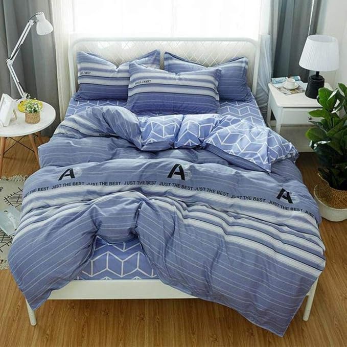 FNB Juego de Cama tamaño Stripe Square Cama Negra 3/4 Piezas Juego 150