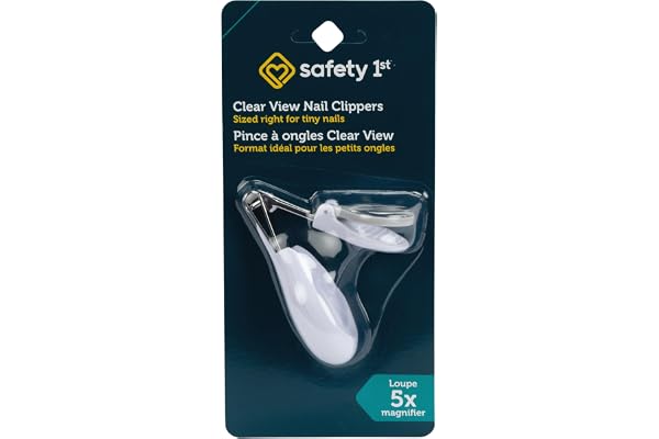 Safety 1st Clear View Baby Nail Clippers, Grey – 5X Magnifying Lens and Easy-Grip Handle, Compact for Diaper Bag Essentials