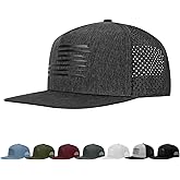 Flat Brim Hats Trucker Hat, XXL Big Head Trucker Snapback Hat with American Flag Breathable Mesh Hat Baseball Cap