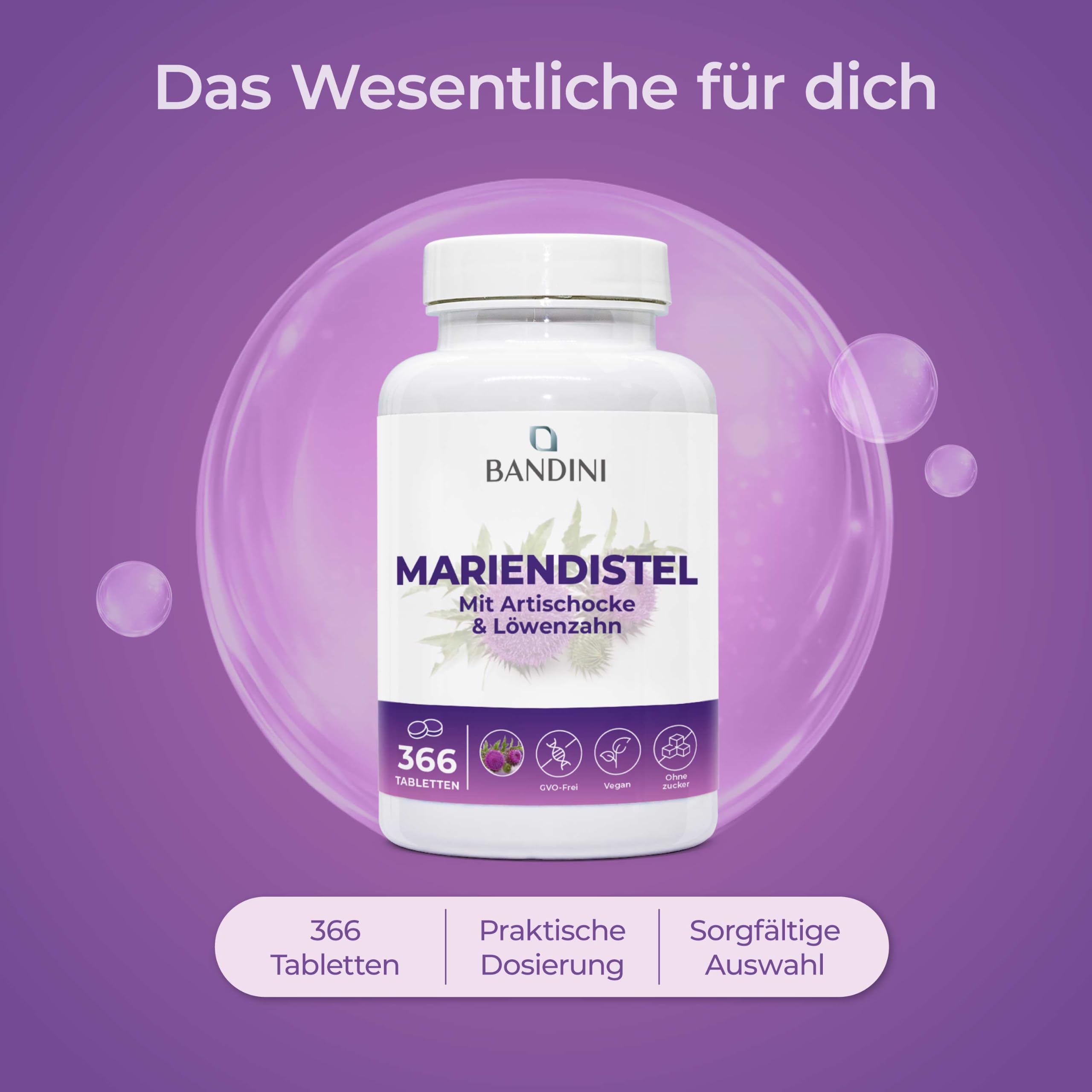 Bandini® Mariendistel 366 Tabletten | Artischocke und Löwenzahn-Komplex | 4