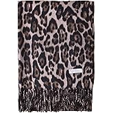 VJHX Womens Winter Scarf, Leopard Cheetah Cashmere Fringe Feel Warm Scarves for Women, Pashmina Shawls and Wraps