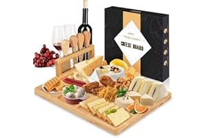 Cheese Board and Stainless Steel Knife Set, Charcuterie Board with Removable Standing Cutlery Set, Christmas Wedding Housewar