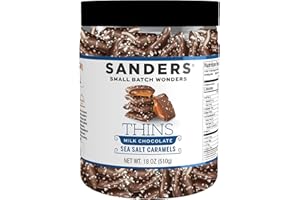 SANDERS CANDY, LLC Sanders Milk Chocolate Sea Salt Caramel Thins - 18 oz. Tub