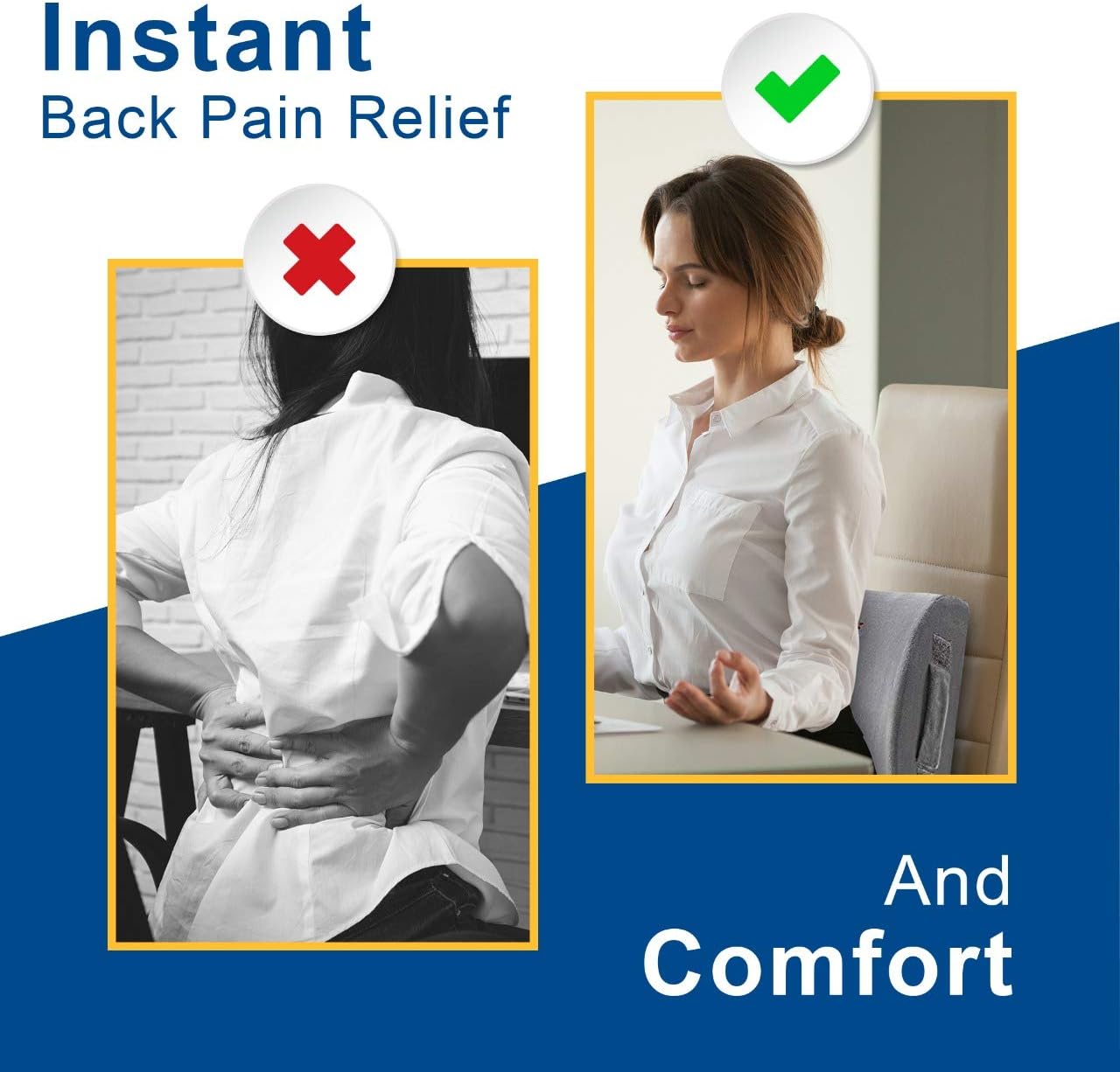 Lumbar Pillow Back Pain Support - Seat Cushion For Car or Office Chair | Memory Foam, Lower Back Pain Relief, Improve Your Posture, Protect & Soothe Your Back| Adjustable Extender Strap, Velvet Grey: Home & Kitchen