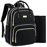 Diaper Bag Backpack - Large Multi functional, Boys, Girls & Baby Travel Essentials Tote with Changing Pad, Insulated Pockets, Stroller Straps, Waterproof - Baby Backpack for Mom & Maternity (Black)
