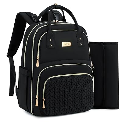 Diaper Bag Backpack - Large Multi functional, Boys, Girls & Baby Travel Essentials Tote with Changing Pad, Insulated Pockets, Stroller Straps, Waterproof - Baby Backpack for Mom & Maternity (Black)