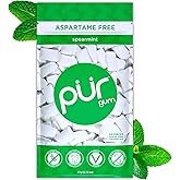 PUR Gum, Spearmint, Xylitol Gum, No Artificial Flavor, 55 Count | No Artificial Sweeteners, Vegan, Sugar Free, Gluten Free, Soy Free, Nut &amp; Peanut Free, Swiss Made, Keto Friendly chewing gum