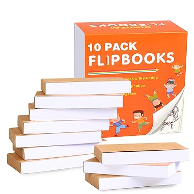 DINGPAI Blank Flipbooks (Flip Book) 10 Pack for Animation, Sketching, and Cartoon Creation, 4.5&quot; x 2.5&quot;, 160 Pages (80 Sheets), No Bleed Drawing Paper with Sewn Binding, Creative Craft for Kids
