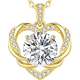 OOBEE Valentines Day Gift Moissanite Heart Pendant Necklace for Women 925 Sterling Silver Fine Jewelry for Her, Ideal Birthday Anniversary Christmas Gift for Women Wife Mom Girlfriend Daughter