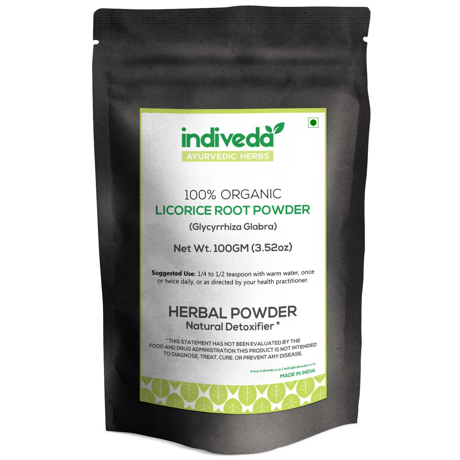 Buy Indiveda Licorice Root Extract Powder (Mulethi Stick Whole), 100
