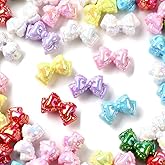 Ornazy 200Pcs Opaque UV Plating Bowknot Beads Cute Mixed Color Acrylic Bow Tie Beads for Jewelry Making Bracelet Accessories