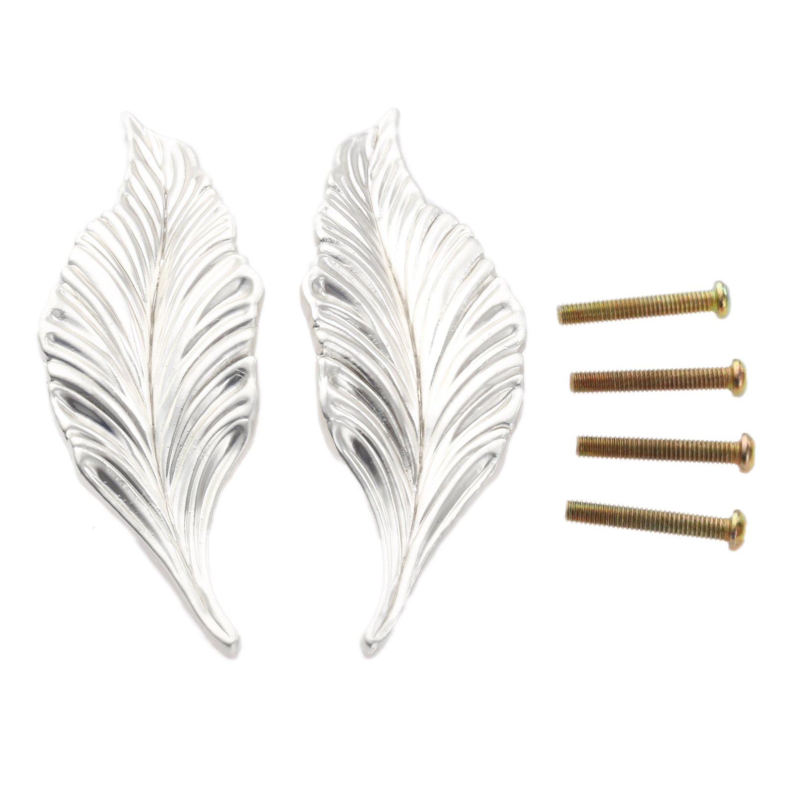 Mgoodoo 1pair Leaf Handles Knob Zinc Alloy for Cabinet,Kitchen,Door,Drawers,Bookcases,4.13in Silver Color