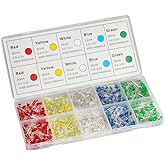 DiCUNO 1000pcs 3MM LED Assorted Light Emitting Diodes Diffused 2 Pin Round Color White/Red/Yellow/Green/Blue Kit Box (5 Color