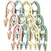 12Pcs Foldable Travel Hangers, Plastic Folding Clothes Hangers Multifunctiona Portable Hangers for Travel Dormitory School Hotel Women Laundry Coat Bag Drying (with Clips)