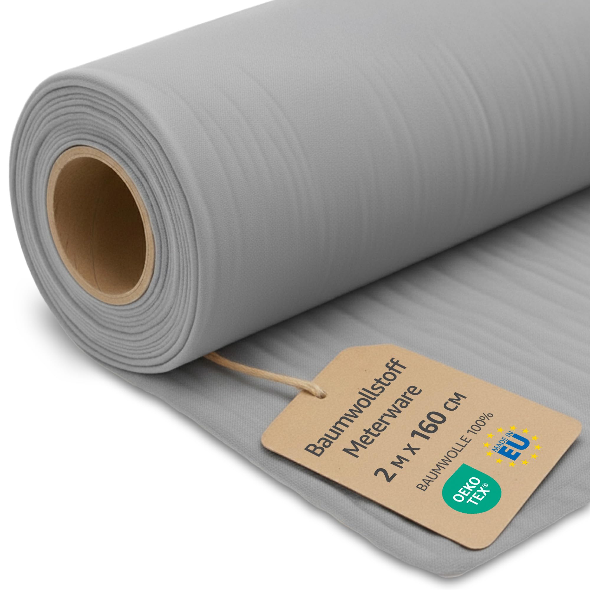 Fabric by the Meter Cotton 2 M x 160 cm - Fabrics for Sewing Decoration and DIY Projects Ideal for Clothing Home Textiles and craftwork Oeko-Tex 1. Gray — image 1