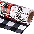 LeZakaa Reversible Christmas Wrapping Paper Roll - Snowman & Black Buffalo Plaid - 17 inches x 32.8 Feet (46.45 sq.ft.)