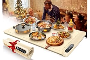 STAROCEAN Upgraded Food Warming Mat with Light,Warming Mat for Food,Electric Warming Tray Roll Up,Light Indication Warming Mat for Food with 6 Temp Settings&6H Timer,Auto Shut-Off Food Warming Mat for Parties