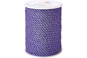 PH PandaHall 18 Yards Purple Silk Rope 5mm Twisted Cord Trim 3-Ply Twisted Cord Rope Nylon Crafting Cord Trim Thread String for DIY Craft Making Home Christmas Decoration Upholstery Curtain Tieback