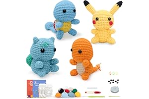 COZYMATE Crochet Kit for Beginners, Complete 4 PCS Cute Animals Crochet Kits for Adults with Step-by-Step Instructions and Video Tutorials - Best Knitting Birthday Gift (4P, Cute Animals)