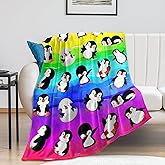 Animal Penguin Blanket Ultra Soft Cute Penguins Flannel Fleece Throw Blankets Lightweight Microfiber Fun Art Kids Adult Bedding for Gifts Travel 50"X40"