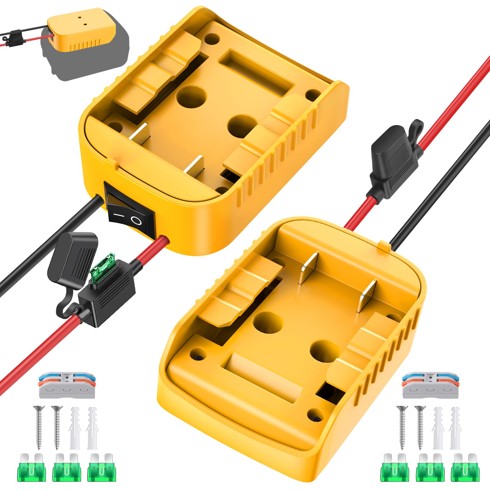 Photo 1 of 2 Packs for Power Wheel Adapter Compatible with Dewalt 20V Battery, Power Conversion Kit for Ride On Toy Car & DIY Power Projects, Battery Connector with Switch & Fuse, 12AWG Wire, Wire Terminal