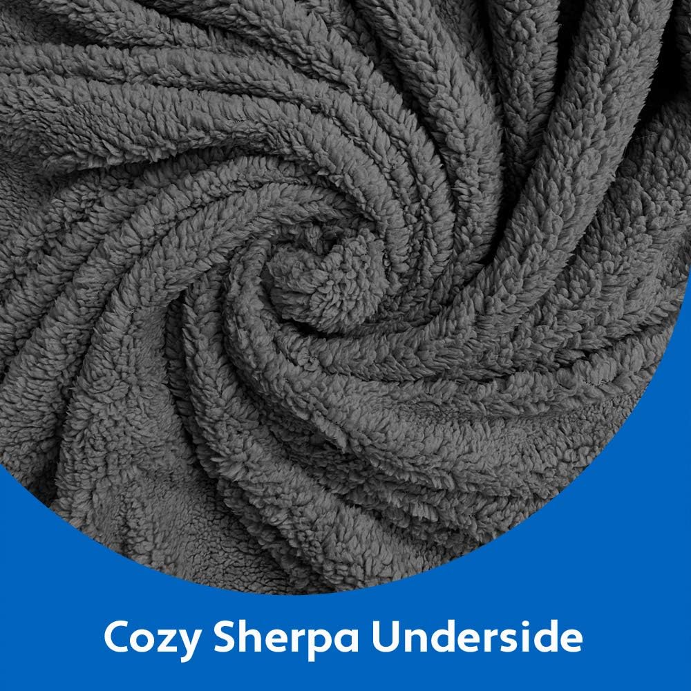 MIGHTY MONKEY Premium Pet Blanket, 32x40, Soft Reversible Sherpa Cat and Dog Blanket, Machine Washable, Fluffy, Non Shedding Faux Fur Throw for Puppy Bed, Crates, Couch, Medium Size, Fluffy Gray: Home & Kitchen