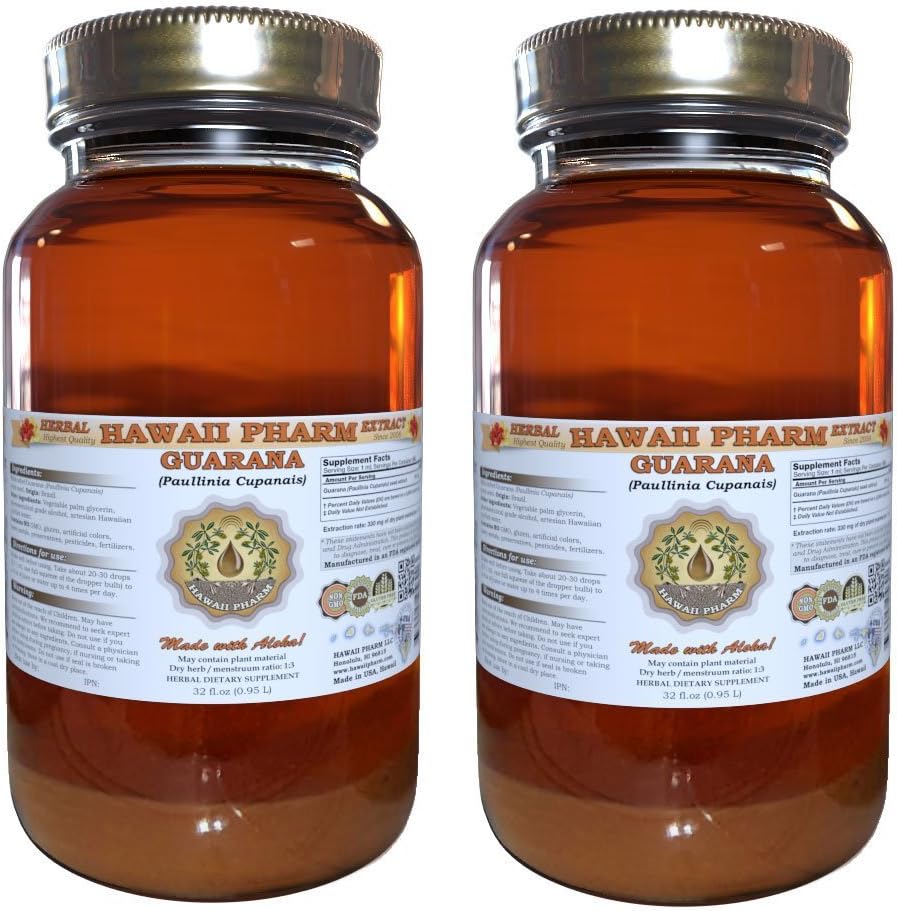 Guarana Liquid Extract, Guarana (Paullinia Cupanais) Tincture 2x32 oz