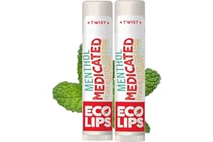 Eco Lips Certified Organic Medicated Lip Balm for Cold Sores & Fever Blisters with Menthol, Tea Tree and Lemon Balm 2 pack by Eco Lips 100% Natural. Made in USA