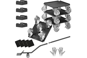 LOYAL TIGER Heavy Duty 1500LBS Furniture Dolly & Movers with 5X 360° Wheels - Carbon Steel Panel & Non-Slip Casters, Includes Lifter Jacks, Gliders for Sofa, Refrigerator (5.4 Inch, Gray)