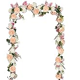 DearHouse 2Pack Artificial Peony Flower Garland - Silk Peony Garland with Pink and White Flowers for Wedding Party Table Decoration,6ft/Strand