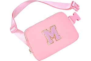 Uygafly Personalized Belt Bag for Women Girls - Fashion Mini Waist Packs with Adjustable Strap - Trendy Travel Fanny Pack Crossbody Bags with Initial Letter - Teen Gifts | Pink,Pink M
