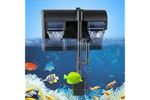 TARARIUM Aquarium Power Filter w/Surface Skimmer for 20-55 gal. Saltwater & Freshwater Fish Tank Hang on Back Filter 158GPH Double Waterfall Suspension Oxygen 4-stage Filtration System