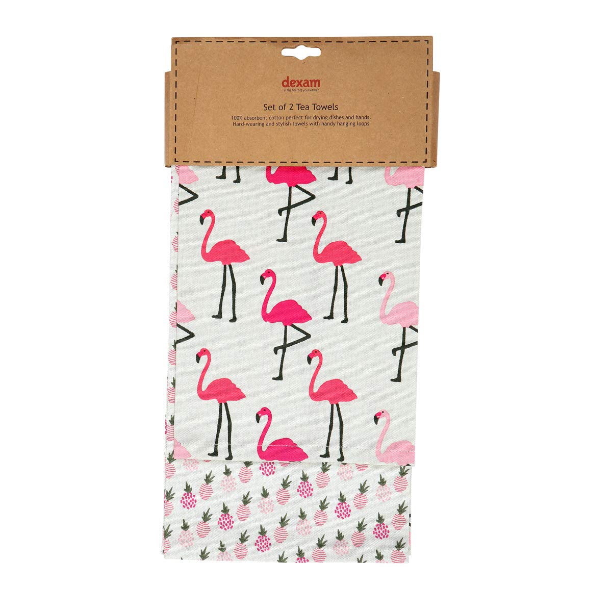Dexam Flamingo Set of 2 Tea Towels Pink