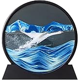 rysnwsu Moving Sand Art Picture w/Mirror, 3D Dynamic Sand Art Liquid Motion Sandscapes, Children's Large Desktop Art Toys, Home & Office Relaxing Desktop Decor (Blue-Swan, 12'')