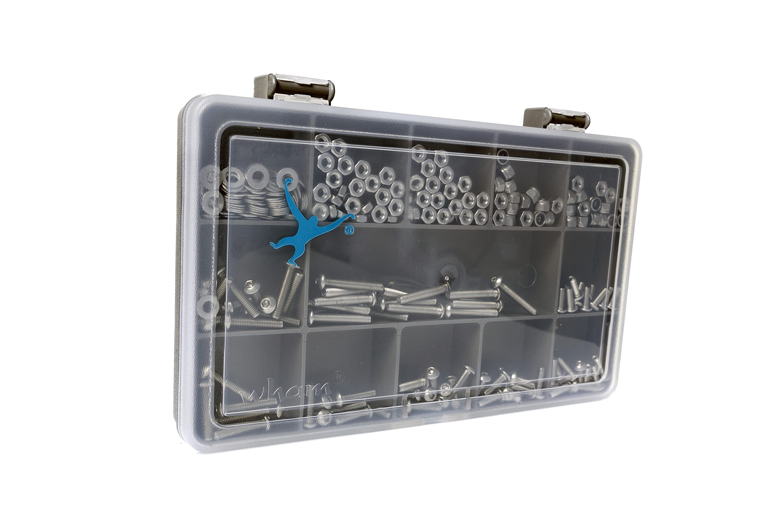 300 Assorted M3 Socket Button Bolts, Nuts (Hex and Nyloc) and Washers with Allen Key | ISO 7380 | A2-70 Stainless Steel