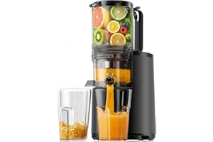 Cold Press Juicer, EUHOMY 5.6" Extra Large Feed Chute Slow Masticating Juicer, 250W Juicer Machines, 99.6% High Juice Yield,f