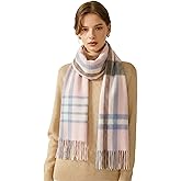 Xin Yuan Silk Cashmere scarf for men,100% Cashmere Plaid Tassel Scarf,Winter Warm soft Scarves with Gift Box Packaging