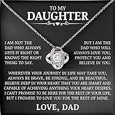 PLUZRLUV To My Daughter - Protect You and Believe In You Love Knot Necklace, Meaningful Gift for Daughter, Jewelry Message Card for Birthday Graduation Christmas Gift Idea, Unique Gift from Dad